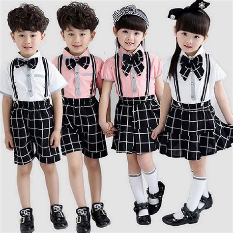 plaid children school uniform costume performance clothing boy girl kindergarten kids
