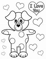 Coloring Valentines Pages Kids Doggy sketch template