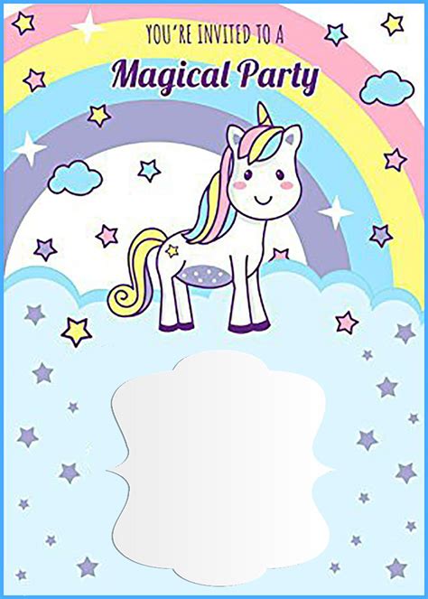 unicorn  printable  birthday invitation template invita