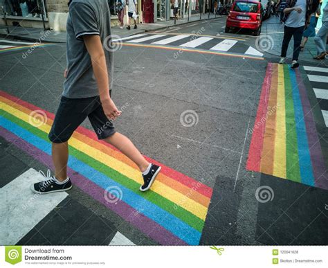 to prepare the gay pride in paris pedestrian crosswalks