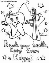 Dental Coloring Teeth Pages Kids Hygiene Health sketch template