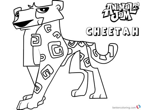animal jam coloring pages cheetah  printable coloring pages