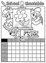Timetable Coloring Topic Book Vector Illustration Eps10 sketch template