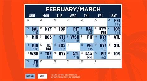 tigers announce  spring training schedule  road trips