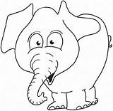 Elephant Coloring Cartoon Pages Kids Face Template Printable Side Drawing Animal Cute Simple sketch template