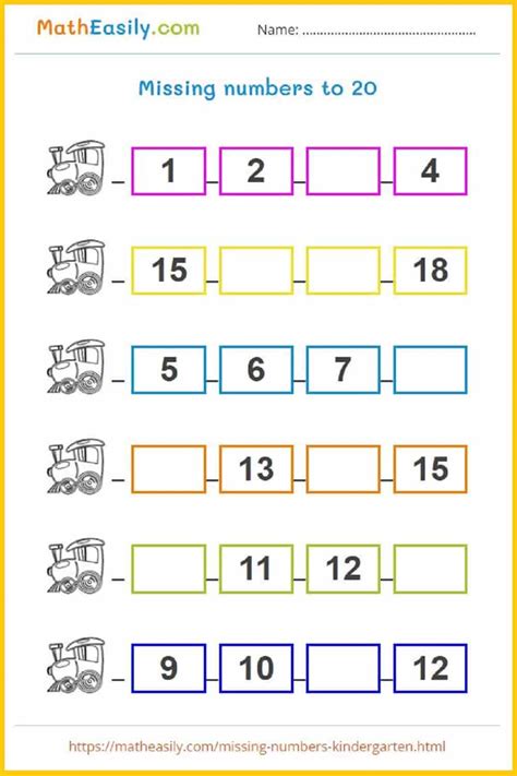 missing number counting worksheet  kindergarten math worksheet
