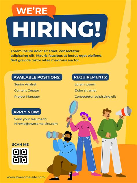 job recruitment poster  vector art  vecteezy