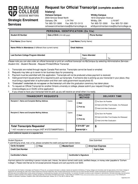 Durham College Transcript Form Fill Out And Sign Printable Pdf