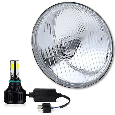motorcycle   volt stock glass metal headlight led light headlamp