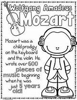 Composers Classical Kids Music Coloring Worksheets Activities Fact Sheets Mozart Teacherspayteachers Lessons Piano sketch template