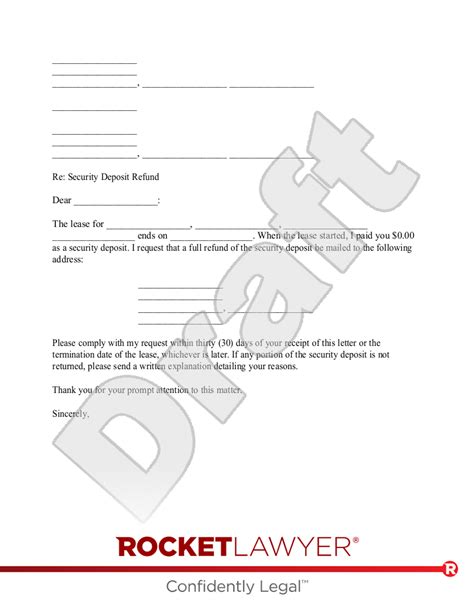 security deposit refund request letter rocket lawyer