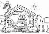 Nativity Coloring Scene Pages Simple Manger Drawing Line Color Christmas Getcolorings Getdrawings Printable sketch template