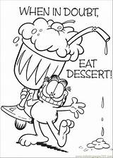 Garfield Coloring Pages Dessert Printable Eat Doubt When Cartoons Color Colorir Cheescake Hands Down Go Para Desenhos Desserts Popular Kids sketch template