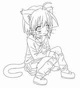 Coloring Cat Anime Girl Pages Cute Line Girls Kitty Chibi Print Anthro Color People Drawings Drawing Printable Deviantart Para Colour sketch template