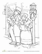 Victorian Christmas Coloring Pages Colouring Xmas Carolers Printable Color Visit Winter sketch template