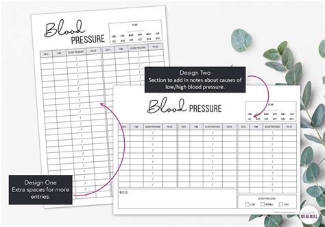 monthly blood pressure trackers printable blood pressure log etsy
