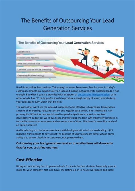 The Benefits Of Outsourcing Your Lead Generation Services