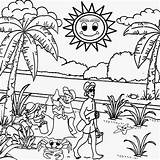 Kids Coloring Drawing Sun Outline Pages Scenery Activities Seashore Color Printable Beach Playgroup Summer Tropical Children Drawings Print Playing Building sketch template