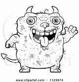 Ugly Devil Outlined Waving Clipart Cartoon Thoman Cory Coloring Vector 2021 sketch template