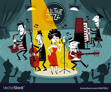 cartoon jazz concert music festival public stage vector image