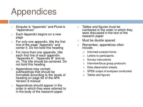 appendix format scientific writing  appendix paper writing