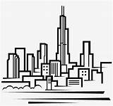 Chicago Skyline Drawing City Drawings Clipart Easy Coloring Outline Pages Downtown Clip Fire Windy Cliparts Kids Buildings Simple Towers Transparent sketch template