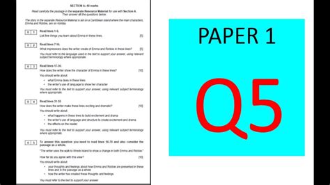 question  eduqas paper  reading exam gcse english language youtube