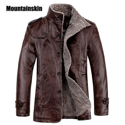 mountainskin xl winter pu leather casual jackets men thermal coats male faux leather jackets