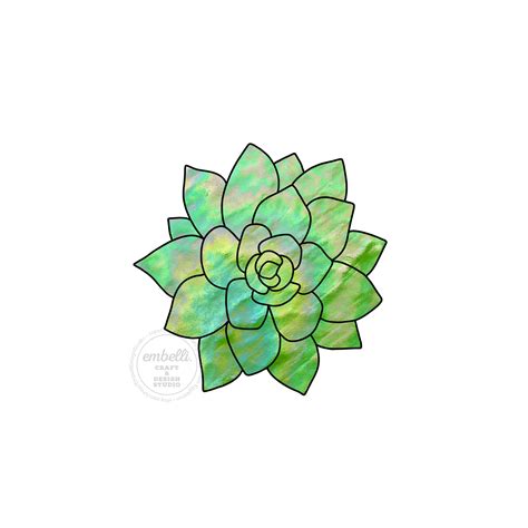 succulent plant stained glass template design  instant etsy