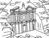 Petra Coloring Al Khazneh Treasury Basilica Picchu Machu City Dibujo Coloringcrew Vatican St Peter Petras sketch template