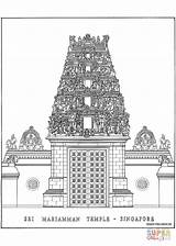 Temple Coloring Drawing Indian Pages Hindu Sketch Drawings Singapore Sri Architecture Mariamman India Ancient Colouring Temples Sketches Architectural Printable Karnataka sketch template