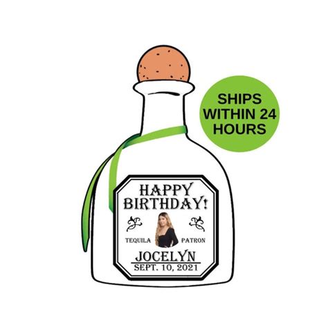 custom patron label liquor label birthday bottle labels etsy