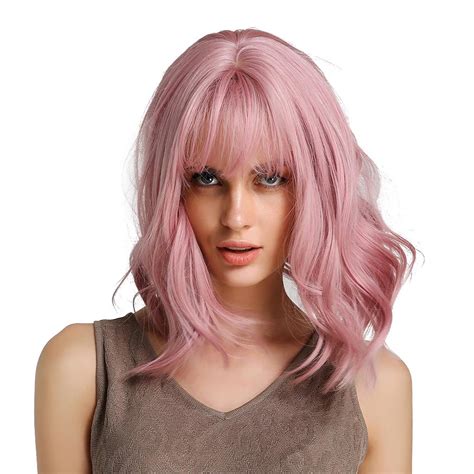 Buy Nifty Natural Women Wavy Wig Synthetic Cosplay Anime Pink Wigs W