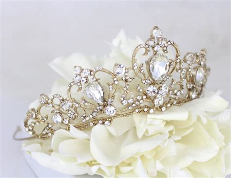 gold wedding tiara bridal tiara wedding crown gold headpiece etsy
