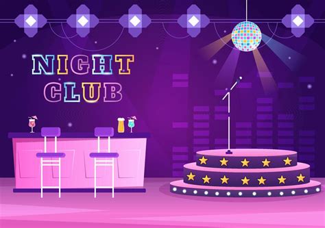night club interior cartoon illustration  nightlife   young