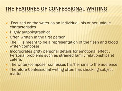 introduction  confessional writing powerpoint