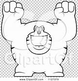 Cheering Outlined Excited Buff Cat Royalty Clipart Vector Cartoon Cory Thoman sketch template