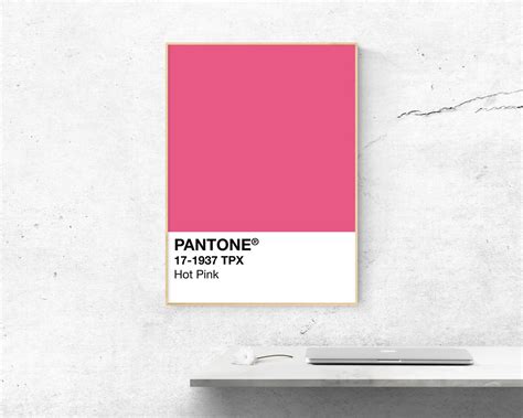 pantone hot pink printable pink pantone poster home office etsy
