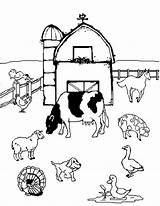 Farm Coloring Animal Gathers sketch template