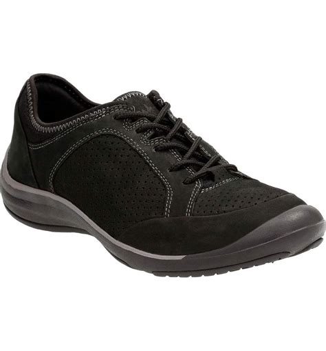 clarks clarks asney lace womens black leather athletic comfort