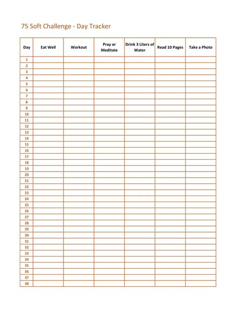 printable  day soft challenge templates  checklist tracker