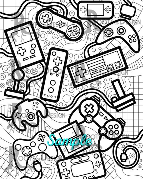 instant  coloring page video game controllers etsy video