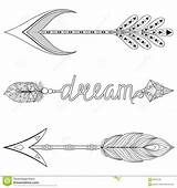 Coloring Pages Adult Arrows Bohemian Dream Feathers Set Boho Tribal Chic Print Style Preview sketch template