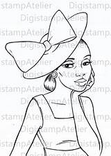 Hat Digi Stamps Digital Instant Lady Choose Board Coloring Pages Women sketch template