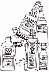 Alcohol Visit Bottles Drawing sketch template