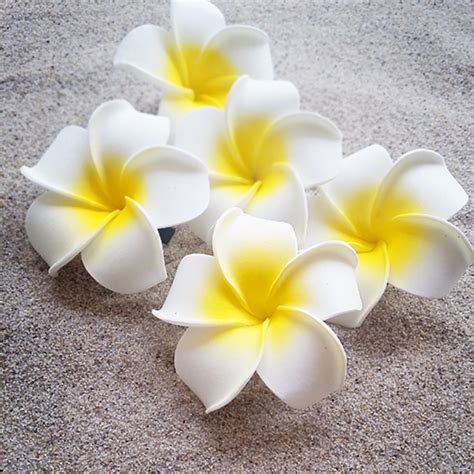 6pcs Lots Women Yellow Hawaiian Plumeria Flower Hair Clip Bridal