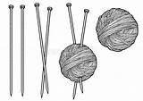 Knitting Needles sketch template