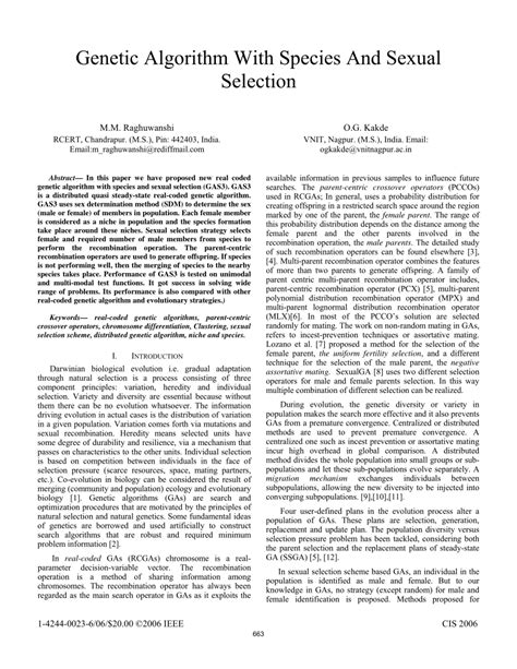 Pdf Genetic Algorithm With Species And Sexual Selection