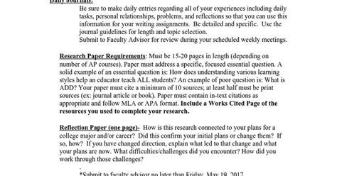 senior research paper assignments  requirements google docs
