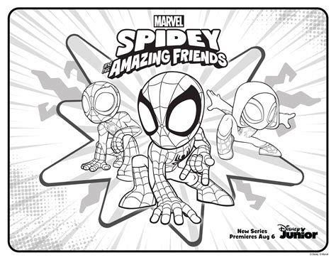 spidey  friends coloring pages